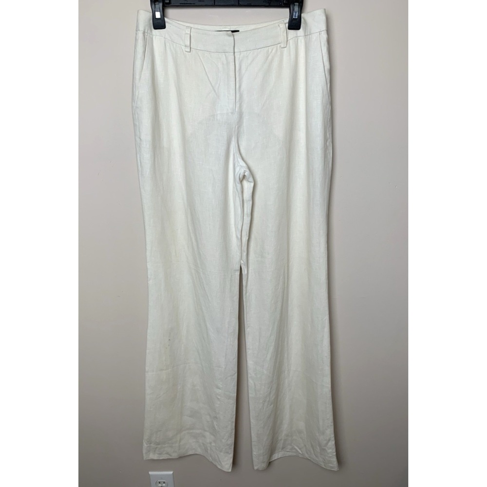 Style & Co. Linen Trousers Womens 6 Cream Ivory Fully Lined Old Money READ